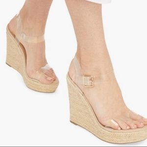 Clear strap nude wedges / espadrilles size 11